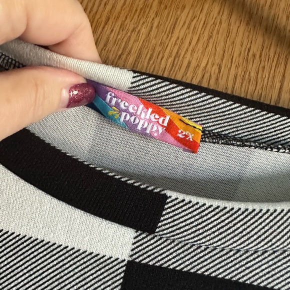 Freckled Poppy NWOT Buffalo Plaid Black and White Women’s Pajamas Size 2XL - Picture 3 of 6